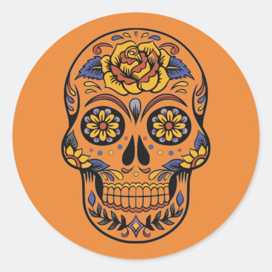 Halloween Skull Ronde Sticker (Voorkant)