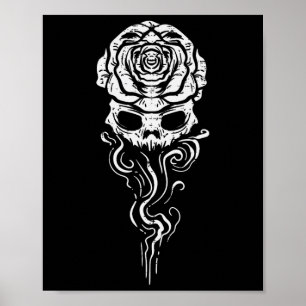 Halloween Skull Roos Rook Skelet Gotisch Kostuum Poster
