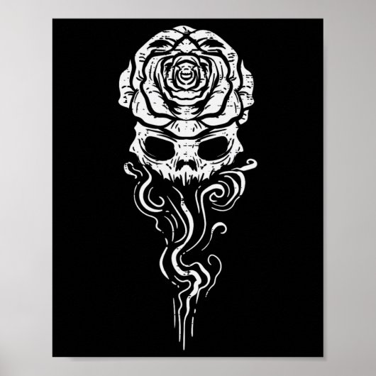 Halloween Skull Roos Rook Skelet Gotisch Kostuum Poster (Voorkant)