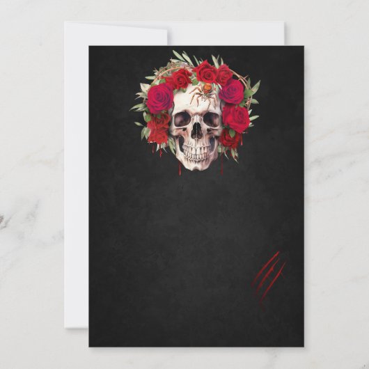 Halloween Skull Rozen Feestuitnodiging Volwassenen Kaart (Achterkant)