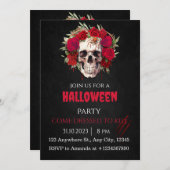 Halloween Skull Rozen Feestuitnodiging Volwassenen Kaart (Voorkant / Achterkant)