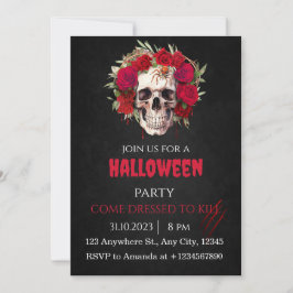 Halloween Skull Rozen Feestuitnodiging Volwassenen Kaart