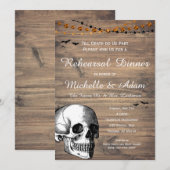 Halloween Skull Rustic Wedding Rehearsal Dinner Kaart (Voorkant / Achterkant)