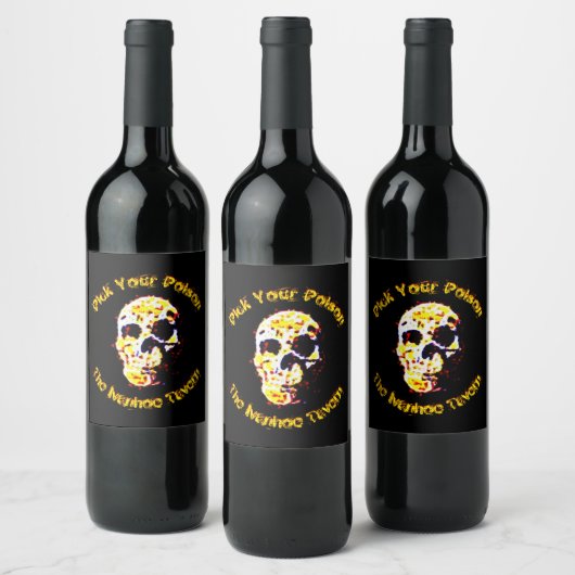 Halloween Skull Scary Party Wine of Beer Labels Wijn Etiket (Flessen)