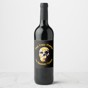 Halloween Skull Scary Party Wine of Beer Labels Wijn Etiket