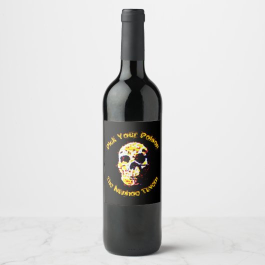 Halloween Skull Scary Party Wine of Beer Labels Wijn Etiket (Voorkant)