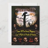 Halloween Skull Screaming Moon Party Kaart (Voorkant)