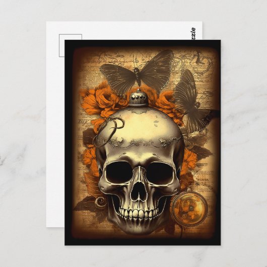  Halloween Skull shabby Spooky Decoupage Briefkaart (Voorkant / Achterkant)