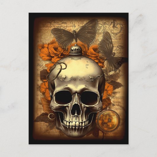  Halloween Skull shabby Spooky Decoupage Briefkaart (Voorkant)