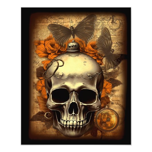  Halloween Skull shabby Spooky Decoupage Foto Afdruk (Voorkant)