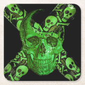 Halloween Skull Square #2 Kartonnen Onderzetters (Voorkant)