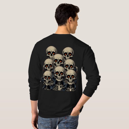 Halloween Skull T-shirt met lange mouwen - Spooky  (Achterkant volledig)