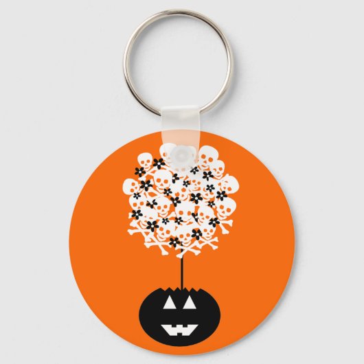 Halloween Skull Topiary Sleutelhanger (Voorkant)