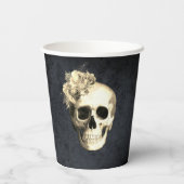 Halloween Skull White Roses Papieren Bekers (Achterkant)