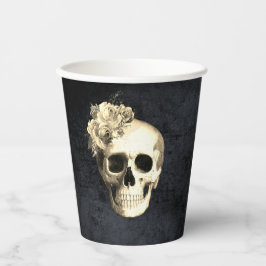 Halloween Skull White Roses Papieren Bekers