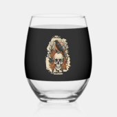 Halloween Skull Wijnglas Zonder Voet (Voorkant)