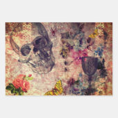 Halloween Skull, Wine Glass and Yellow Butterfly Inpakpapier Vel (Voorkant 3)