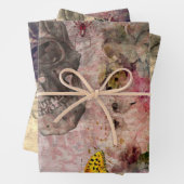 Halloween Skull, Wine Glass and Yellow Butterfly Inpakpapier Vel (In situ)