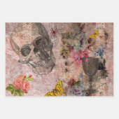 Halloween Skull, Wine Glass and Yellow Butterfly Inpakpapier Vel (Voorkant)