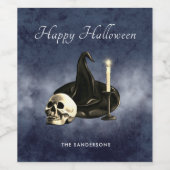 Halloween Skull Witch Pet Candle Personalized Wijn Etiket (Enkel label)