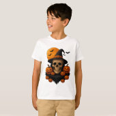 Halloween Skull With Pumpkins and Witch Hat T-Shir T-shirt (Voorkant volledig)