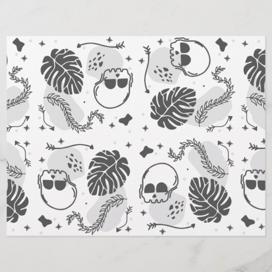 Halloween Skulls and Leaves Scrapbook Paper Flyer (Achterkant)