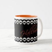 Halloween Skulls Black White en Oranje Mok (Voorkant rechts)
