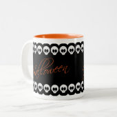 Halloween Skulls Black White en Oranje Mok (Voorkant links)