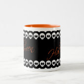 Halloween Skulls Black White en Oranje Mok (Center)
