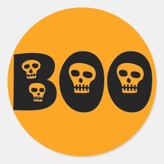 Halloween Skulls "Boo" Ronde Sticker (Voorkant)
