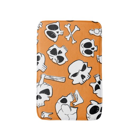 Halloween Skulls Botten Doodle Pattern Badmat (Voorkant Verticaal)