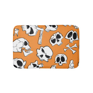 Halloween Skulls Botten Doodle Pattern Badmat