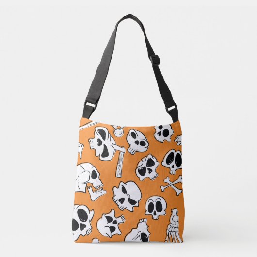 Halloween Skulls Botten Doodle Pattern Crossbody Tas (Voorkant)