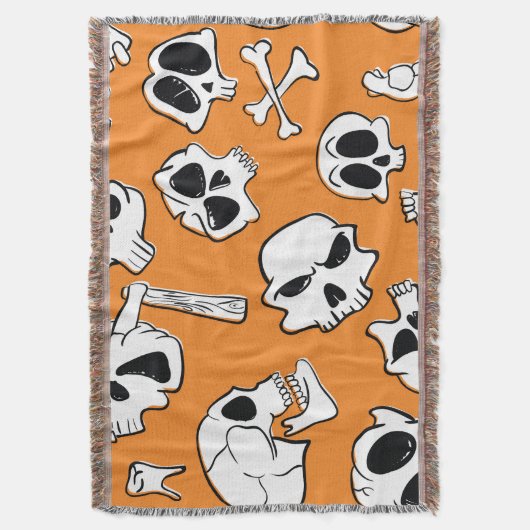 Halloween Skulls Botten Doodle Pattern Deken (Voorkant Verticaal)