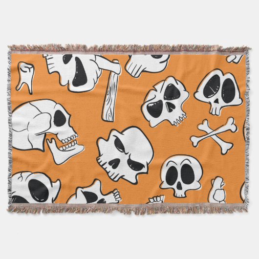 Halloween Skulls Botten Doodle Pattern Deken (Voorkant)