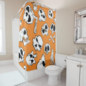 Halloween Skulls Botten Doodle Pattern Douchegordijn (In situ)