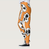 Halloween Skulls Botten Doodle Pattern Leggings (Links)