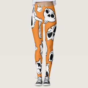 Halloween Skulls Botten Doodle Pattern Leggings