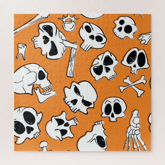 Halloween Skulls Botten Doodle Pattern Legpuzzel (Verticaal)