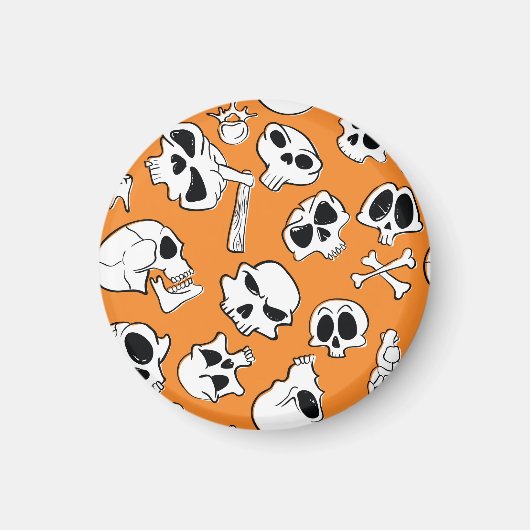 Halloween Skulls Botten Doodle Pattern Magneet (Voorkant)