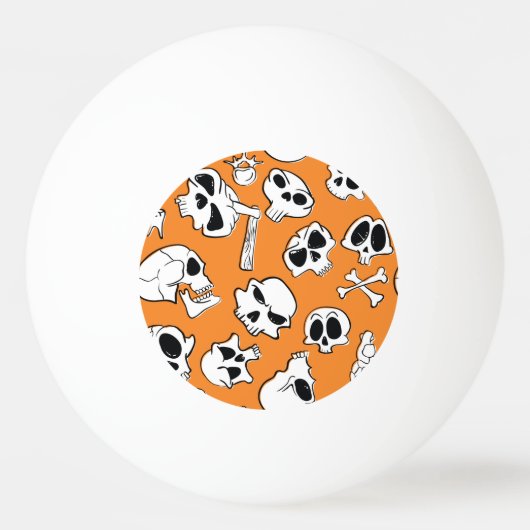 Halloween Skulls Botten Doodle Pattern Pingpongbal (Achterkant)