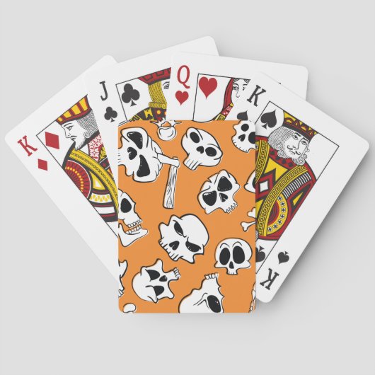 Halloween Skulls Botten Doodle Pattern Pokerkaarten (Achterkant)