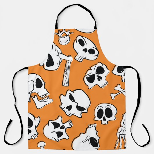 Halloween Skulls Botten Doodle Pattern Schort (Voorkant)