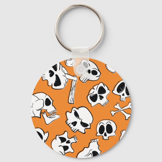 Halloween Skulls Botten Doodle Pattern Sleutelhanger (Voorkant)