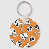 Halloween Skulls Botten Doodle Pattern Sleutelhanger (Achterkant)