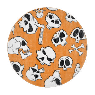 Halloween Skulls Botten Doodle Pattern Snijplank