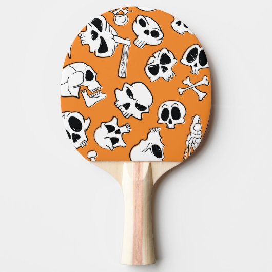 Halloween Skulls Botten Doodle Pattern Tafeltennisbatje (Voorkant)