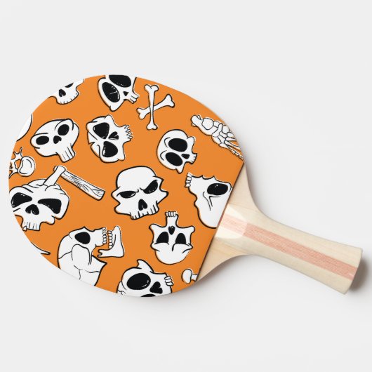 Halloween Skulls Botten Doodle Pattern Tafeltennisbatje (Zijkant)