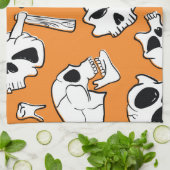 Halloween Skulls Botten Doodle Pattern Theedoek (Gevouwen)
