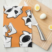 Halloween Skulls Botten Doodle Pattern Theedoek (Quarter Fold)